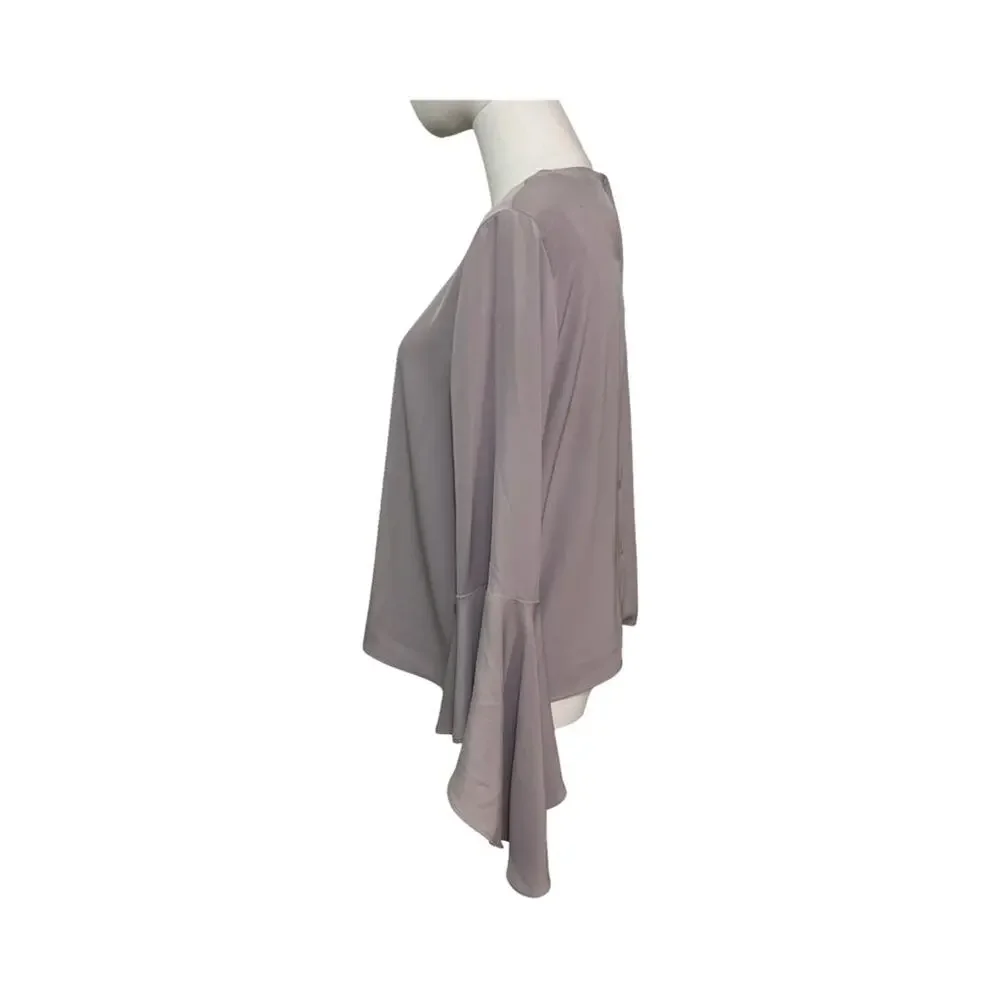 Carmen Marc Valvo Blush Bell Sleeve Blouse Women’s Size 6 Minimalist Dressy Top - Picture 5 of 8